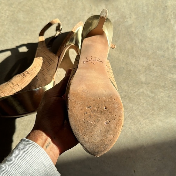 SAM Edeman Cork Style Heels With Gold Heel Size 8.5 - Picture 8 of 11